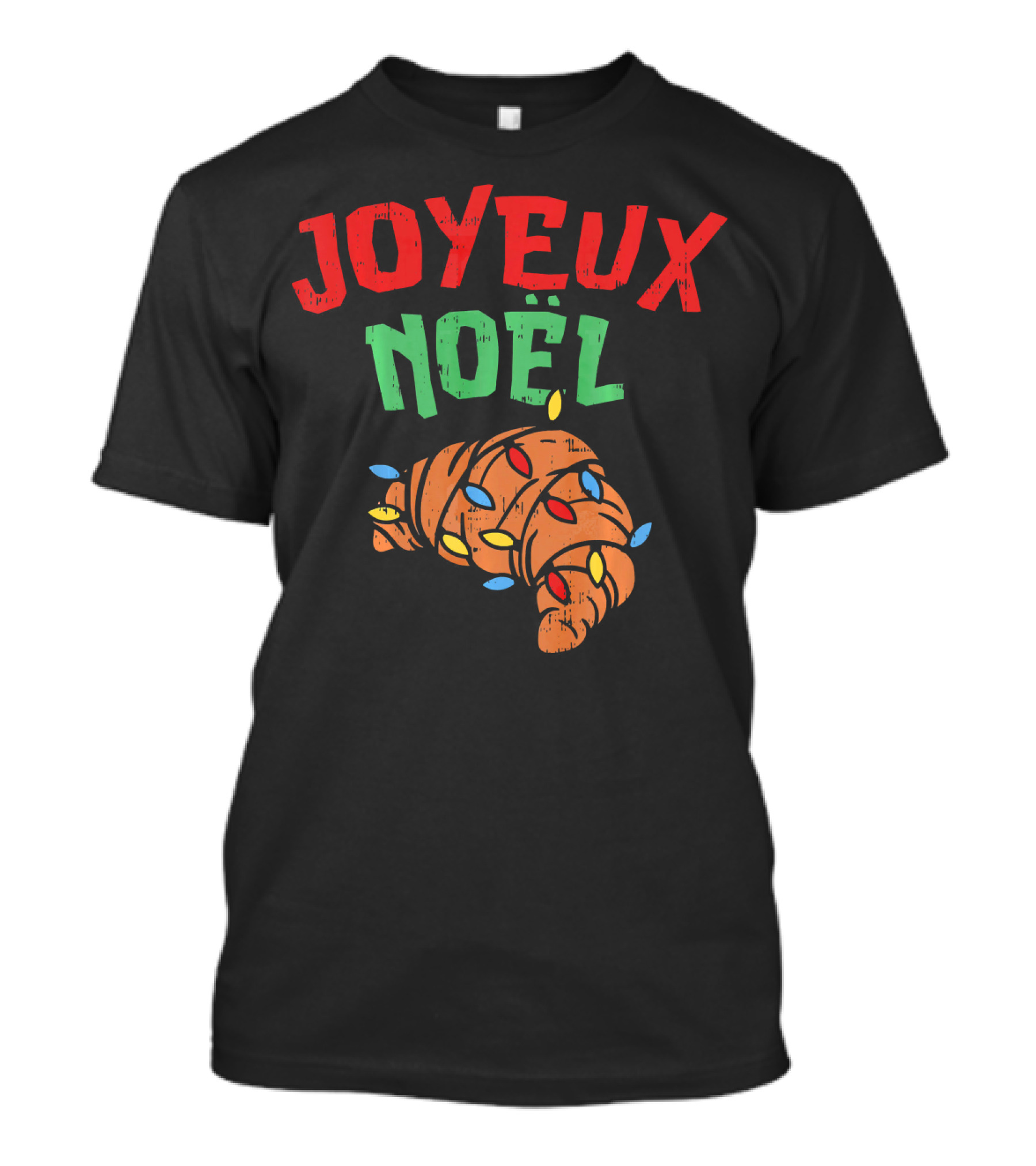 Joyeux Noel Croissant Christmas Lights T-Shirt