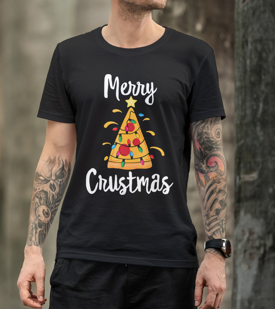 Merry Crustmas Christmas Men Boy Pizza Tree T-Shirt