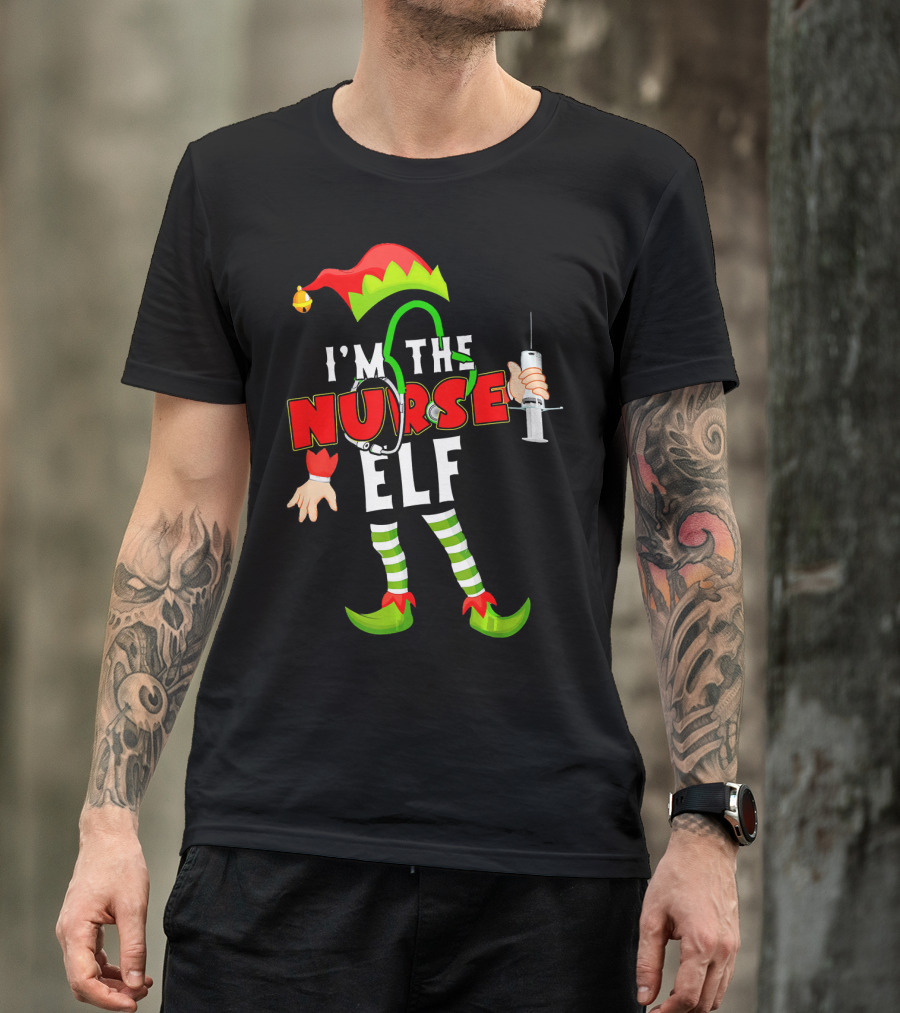 I'm The Nurse Elf RN Syringe Stethoscope Christmas Costume T-Shirt