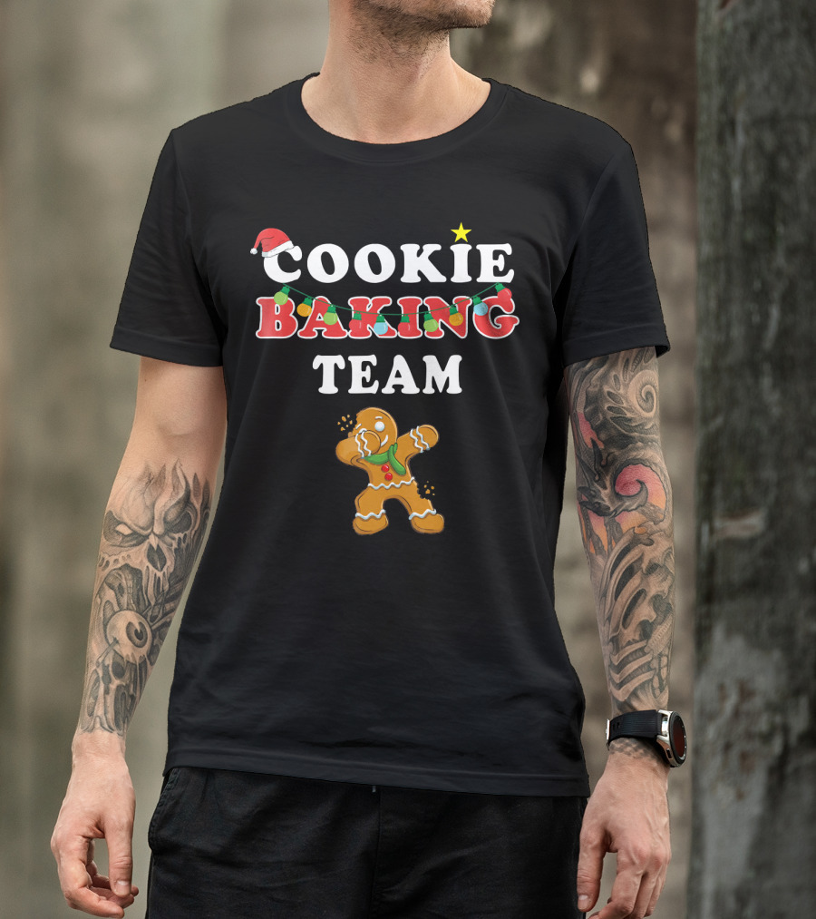 Cookie Baking Team Christmas Gingerbread Santa Lights Holiday T-Shirt