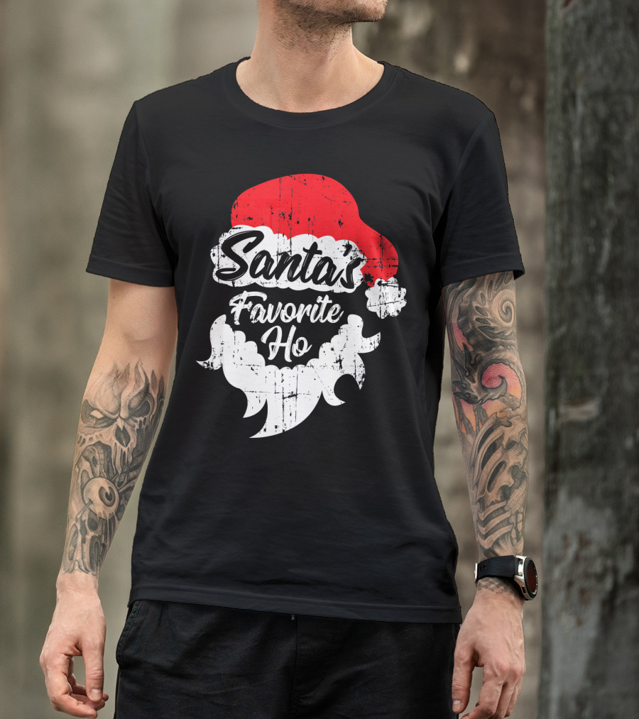 Santa's Favorite Ho Christmas Beard And Hat T-Shirt