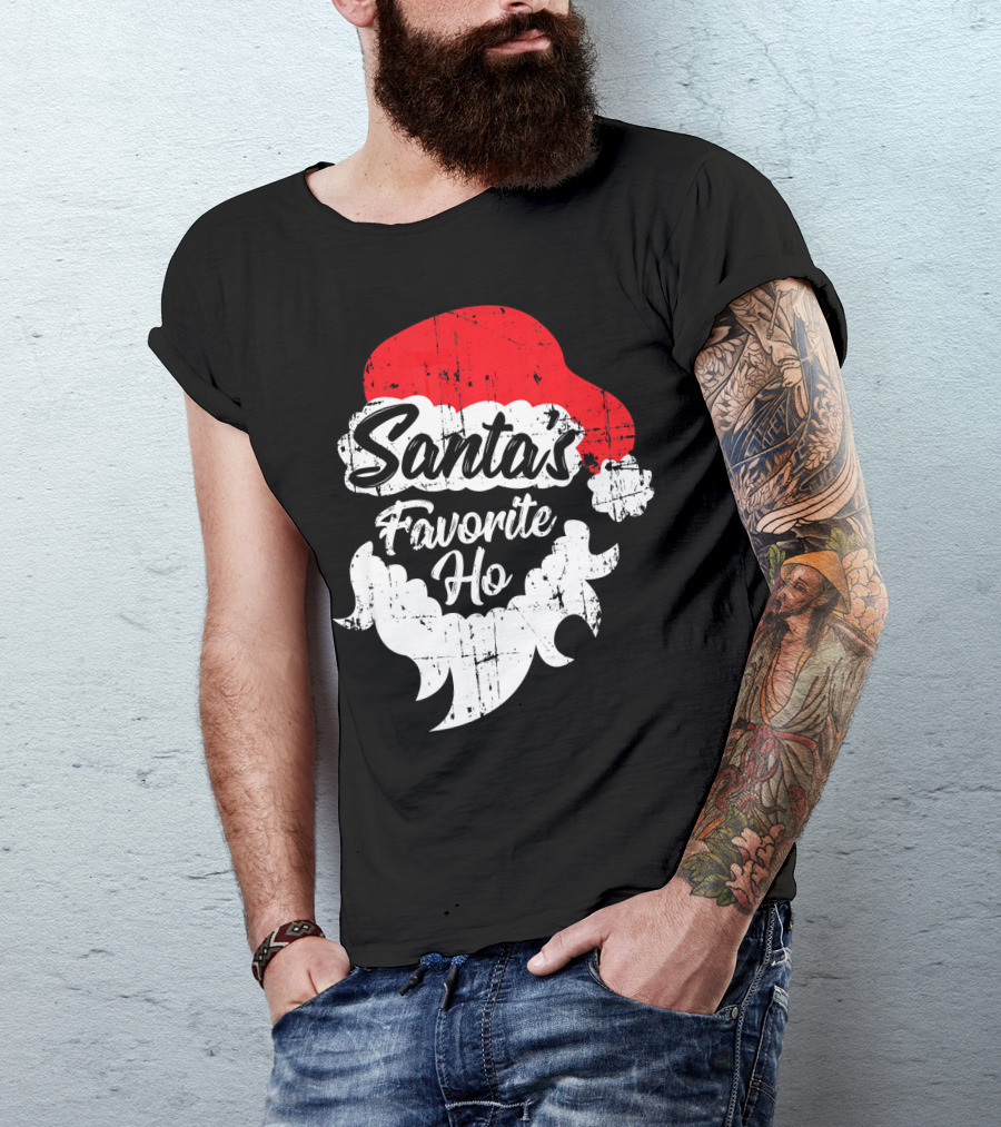 Santa's Favorite Ho Christmas Beard And Hat T-Shirt