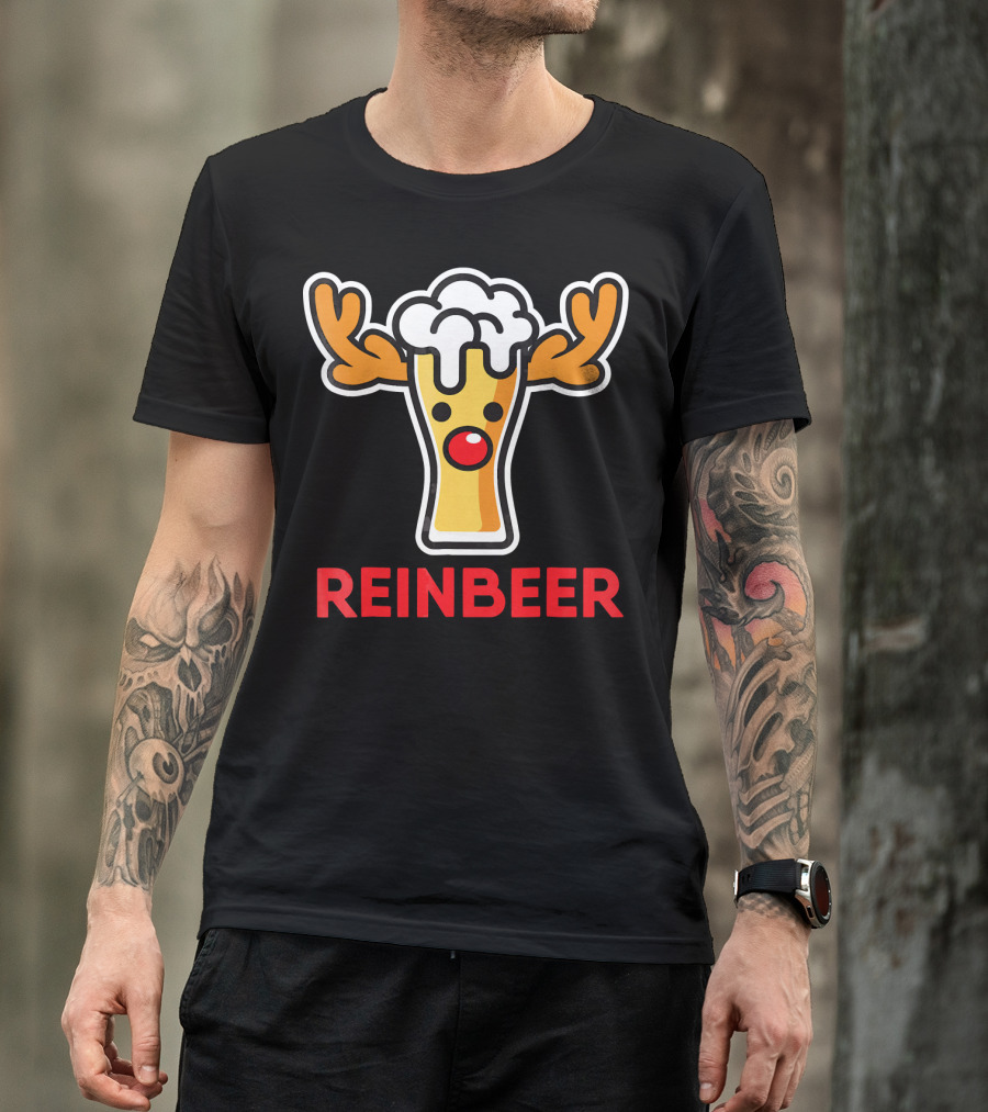 Rein Beer Reindeer With Antlers And Foamy Beer Head T-Shirt