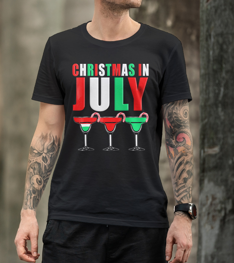 Christmas In July Candy Cane Cocktail Mixed Drinks T-Shirt