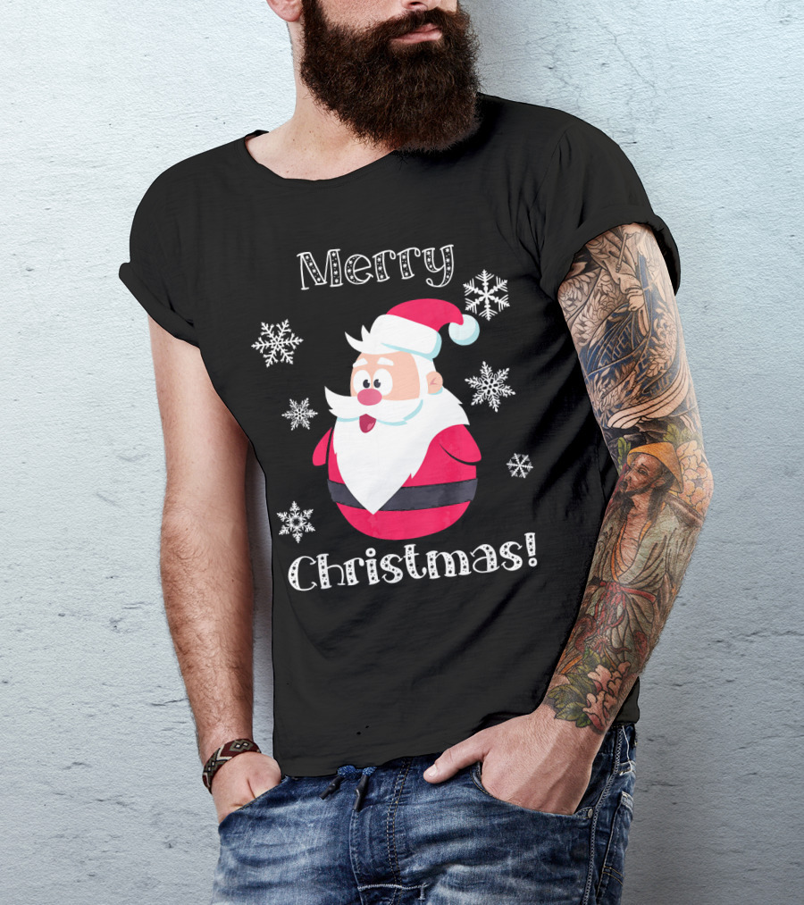 Merry Christmas Santa Claus Cute Snowflakes T-Shirt