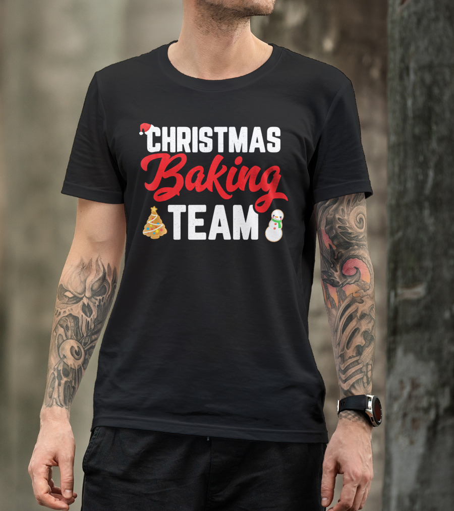 Christmas Baking Team Holiday Cookie Fun Christmas Tree Snowman T-Shirt