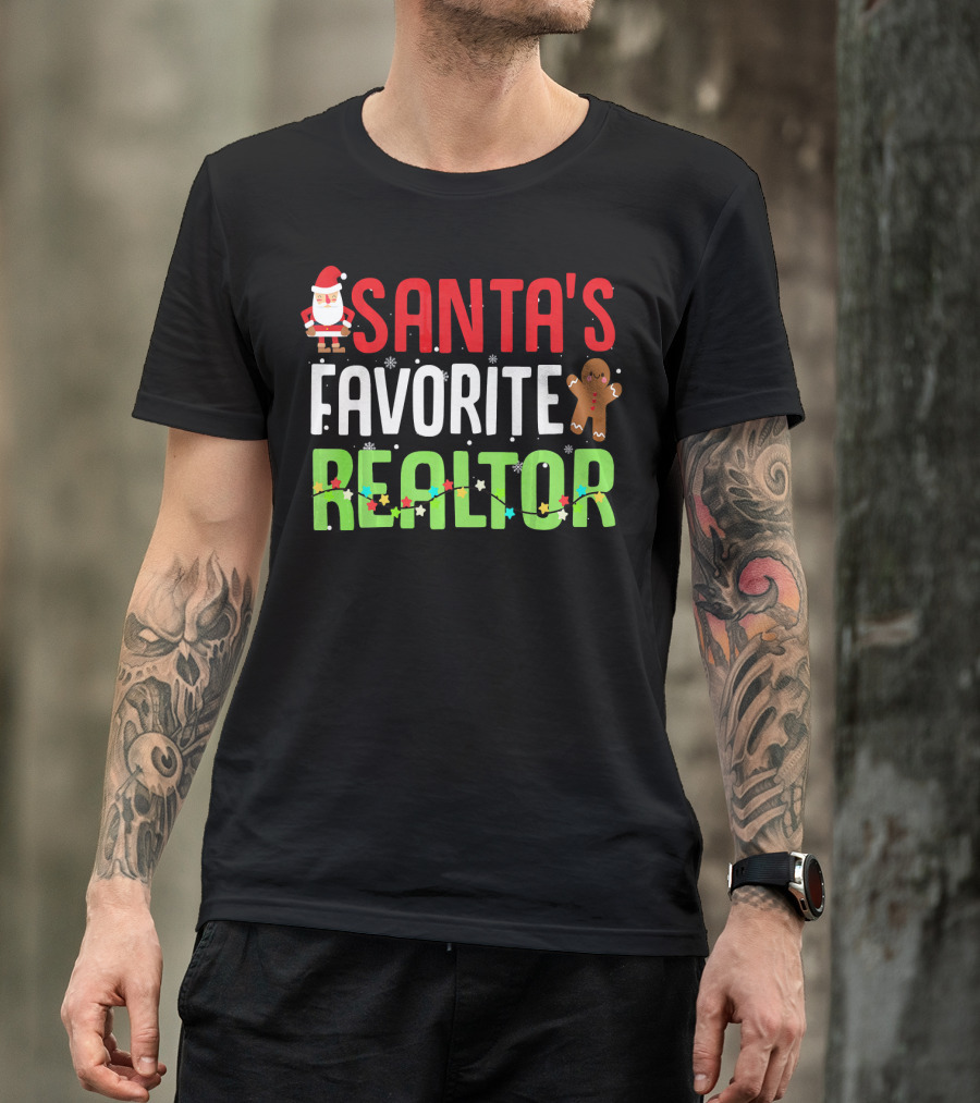 Santa's Favorite Realtor Gingerbread Lights T-Shirt
