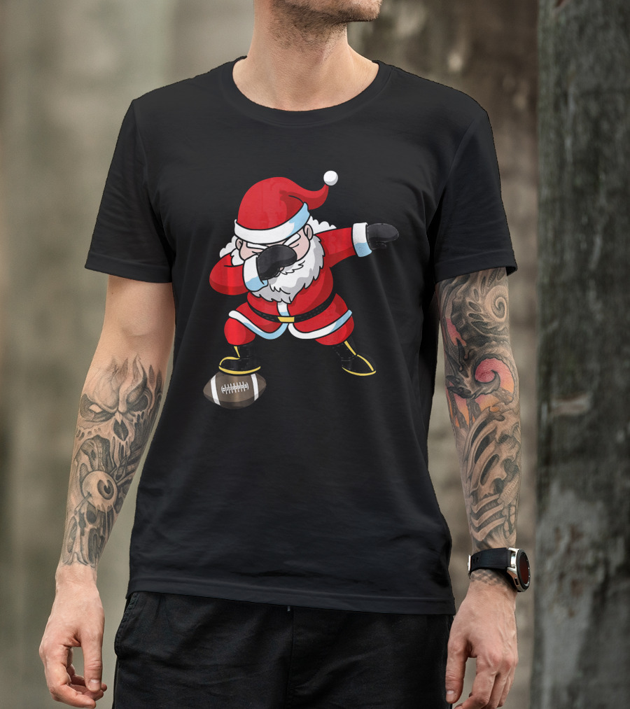 Football Santa Dabbing With Christmas Cheer T-Shirt