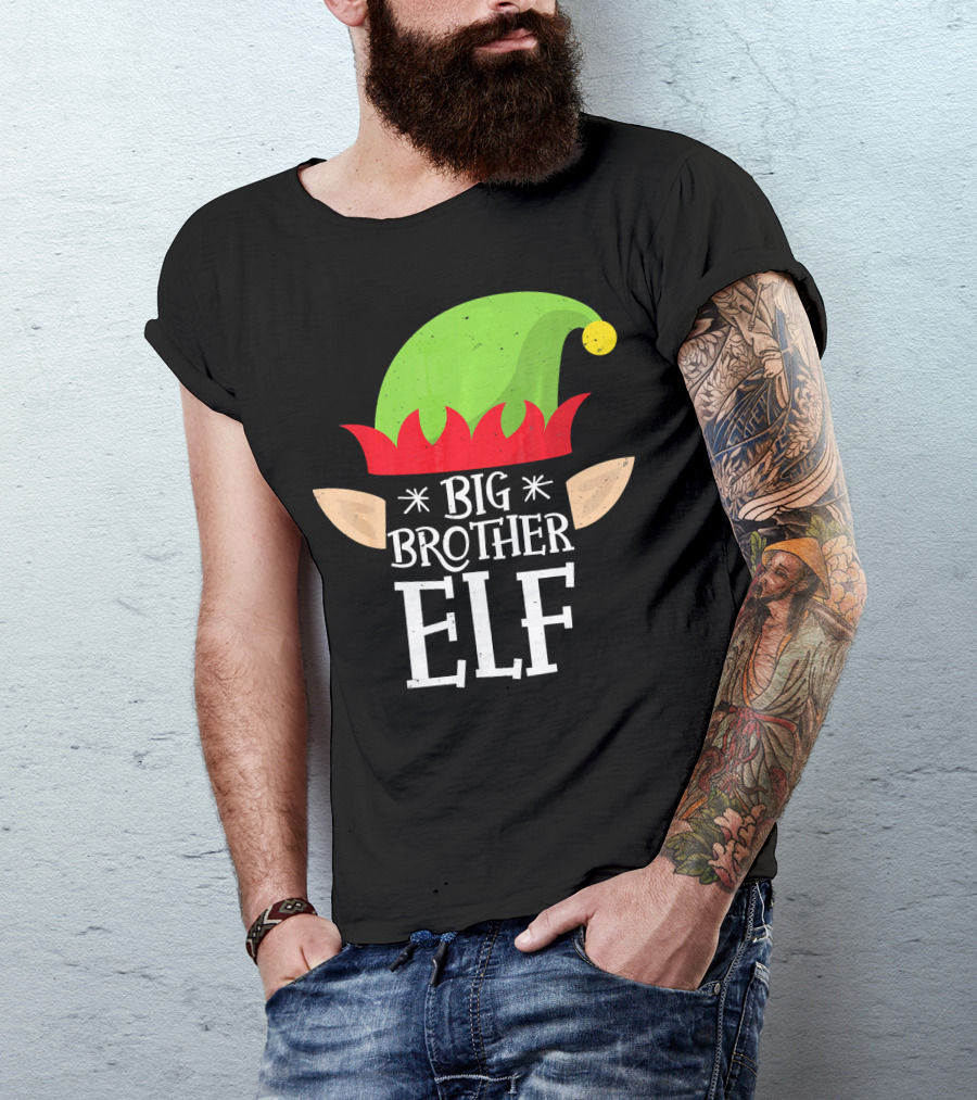 Big Brother Elf Hat Ears Christmas T-Shirt