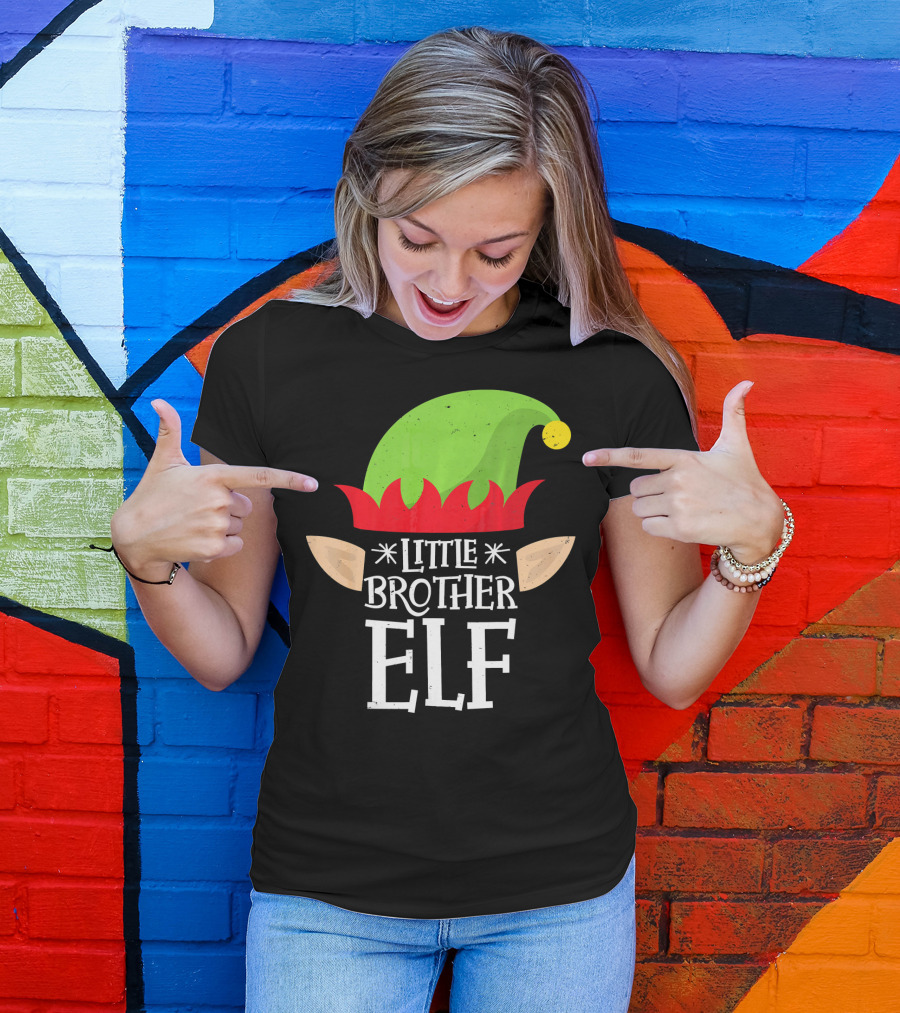 Little Brother Elf Funny Christmas Family T-Shirt