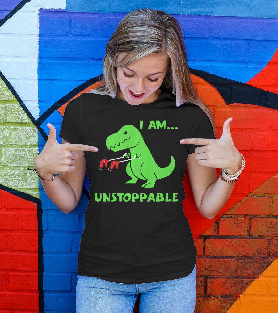 I Am Unstoppable T Rex Dinosaur Boxing Gloves T-Shirt