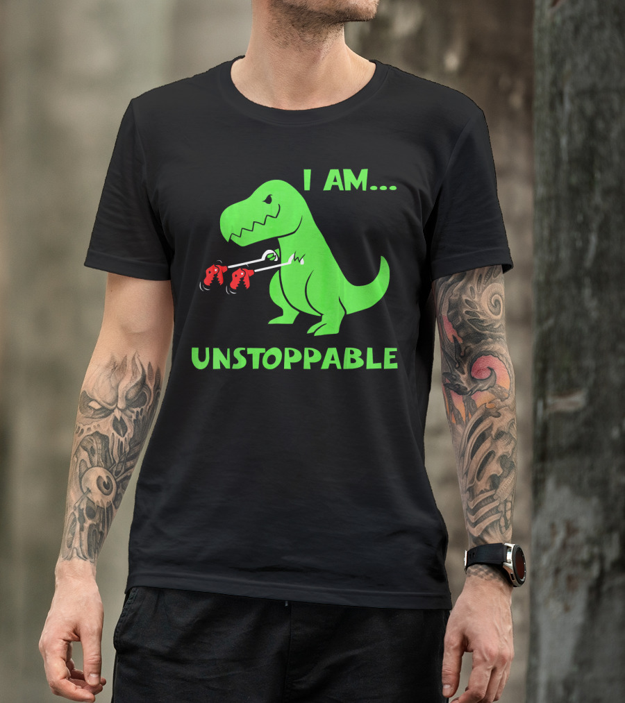 I Am Unstoppable T Rex Dinosaur Boxing Gloves T-Shirt