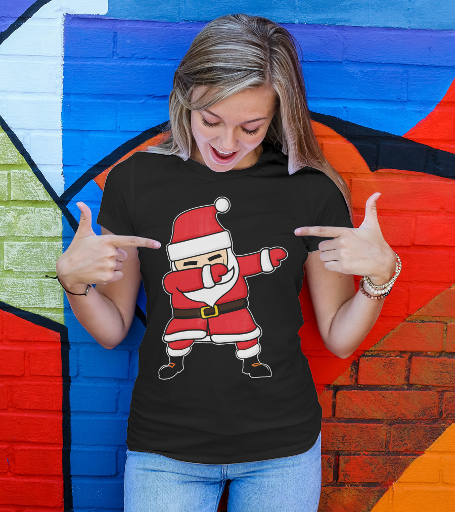Dabbing Santa Claus Funny Christmas Pose T-Shirt