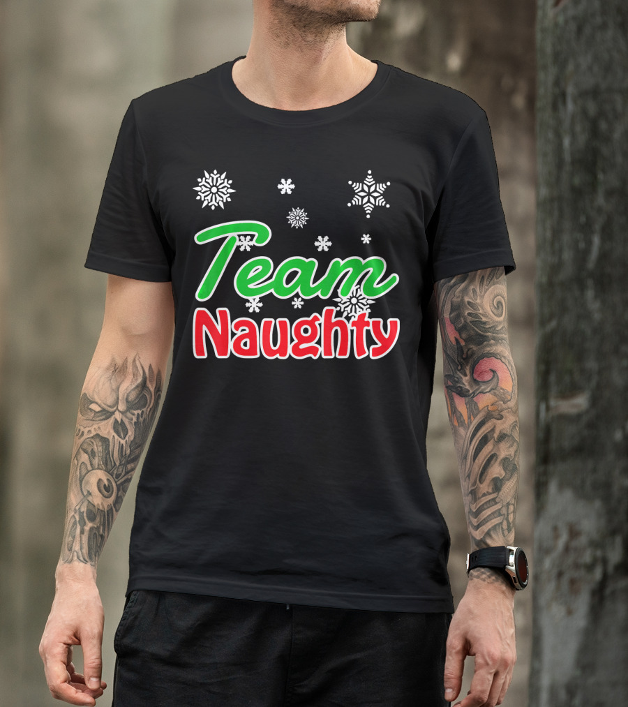 Team Naughty Santa Family Snowflakes T-Shirt