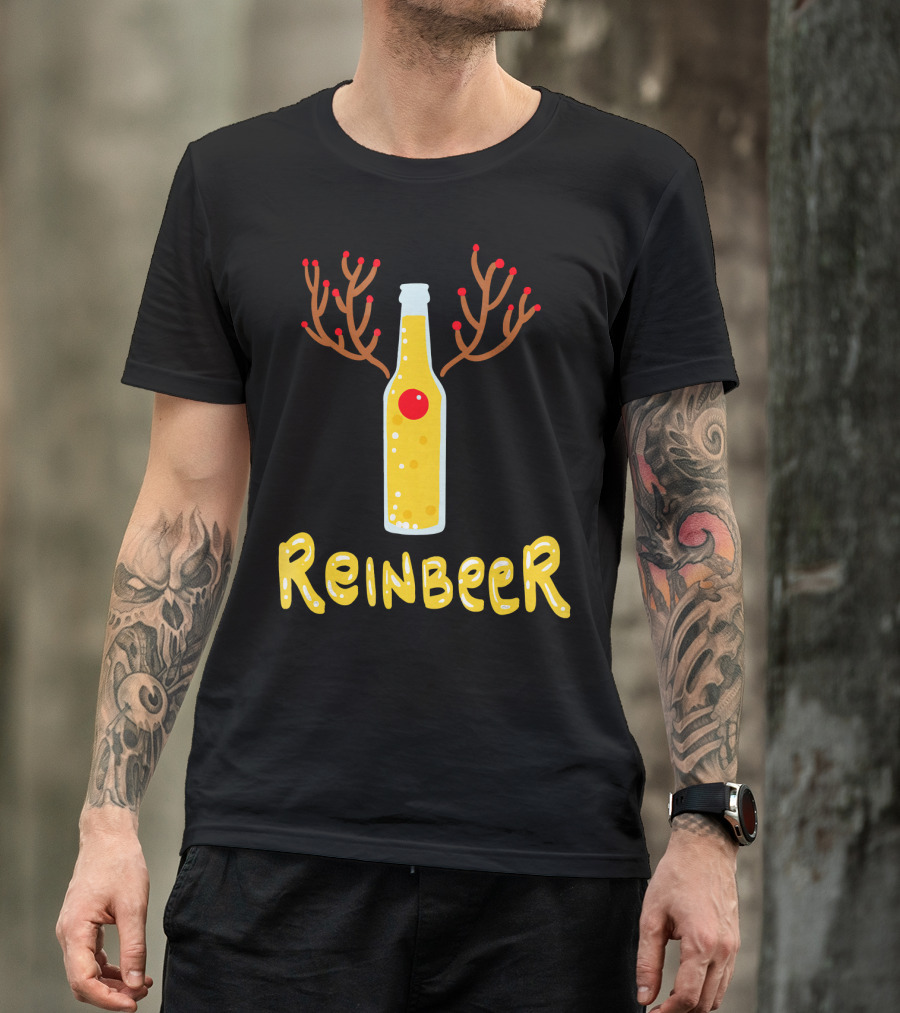 Reindeer Reinbeer Antler Bottle T-Shirt