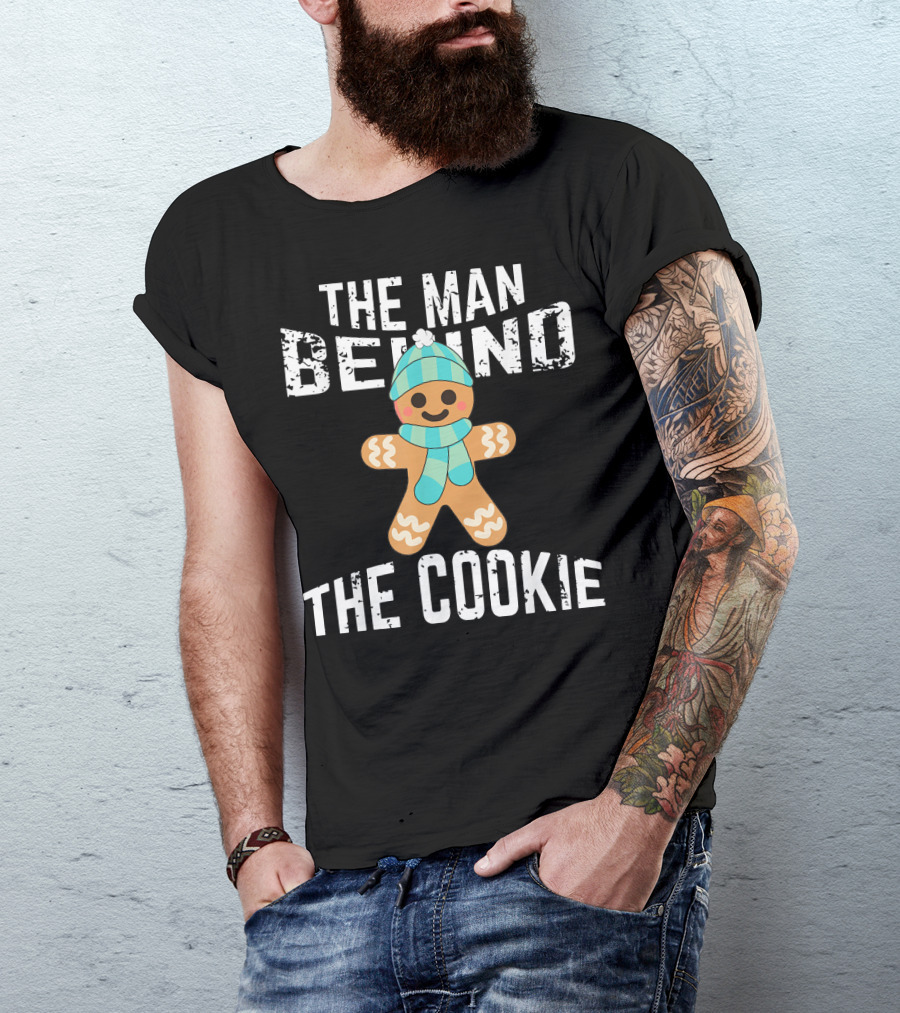 The Man Behind The Cookie Mens Christmas Pregnancy Announcement T-Shirt