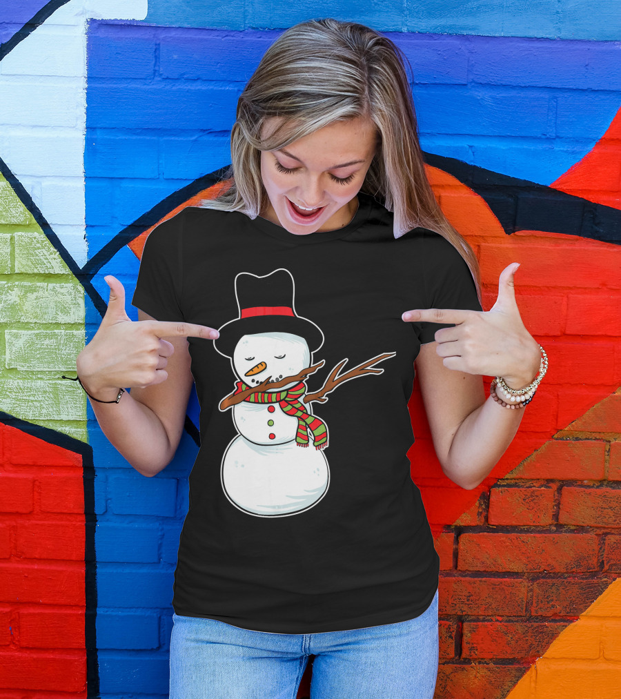 Dabbing Dab Snowman With Hat And Scarf T-Shirt