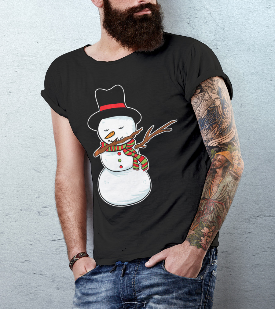 Dabbing Dab Snowman With Hat And Scarf T-Shirt