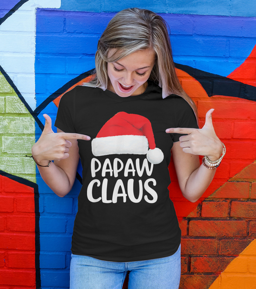 Papaw Claus Red Santa Hat Christmas T-Shirt