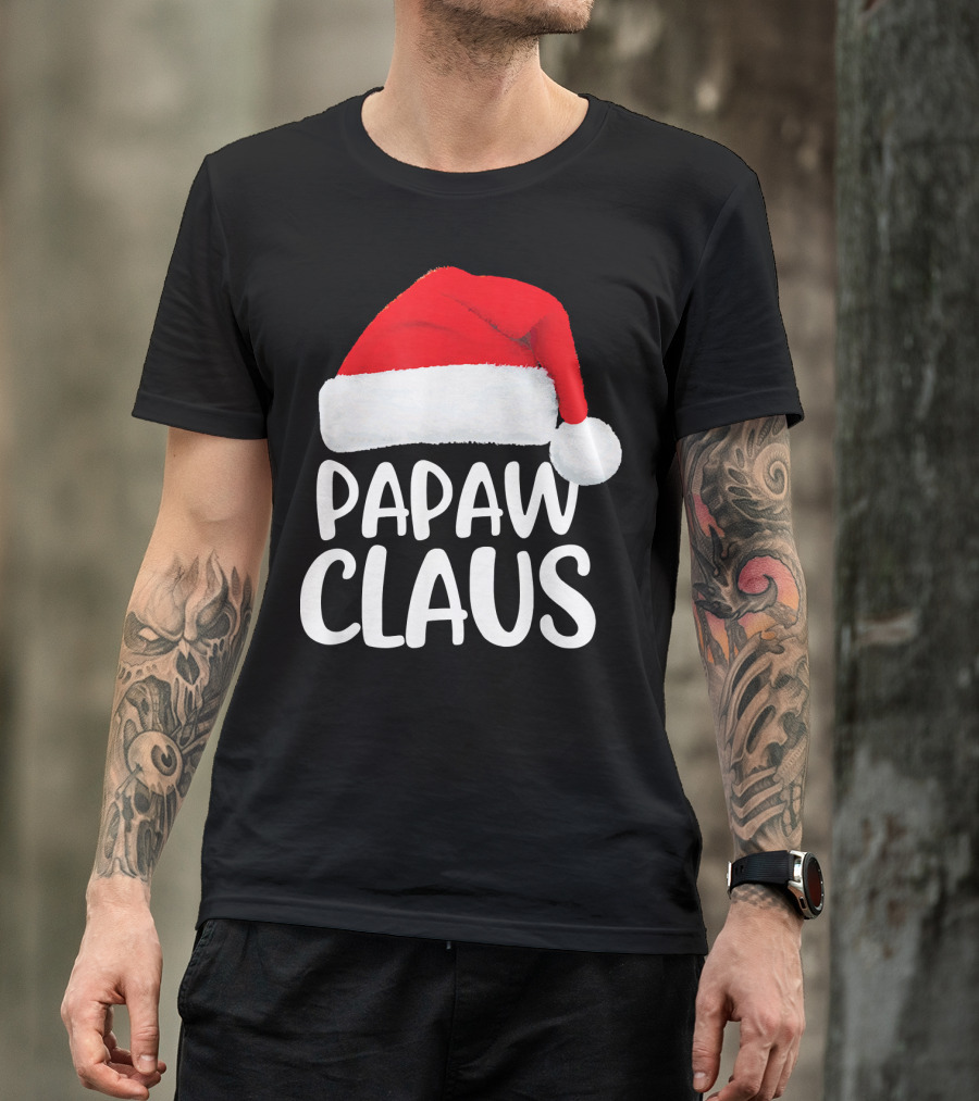 Papaw Claus Red Santa Hat Christmas T-Shirt