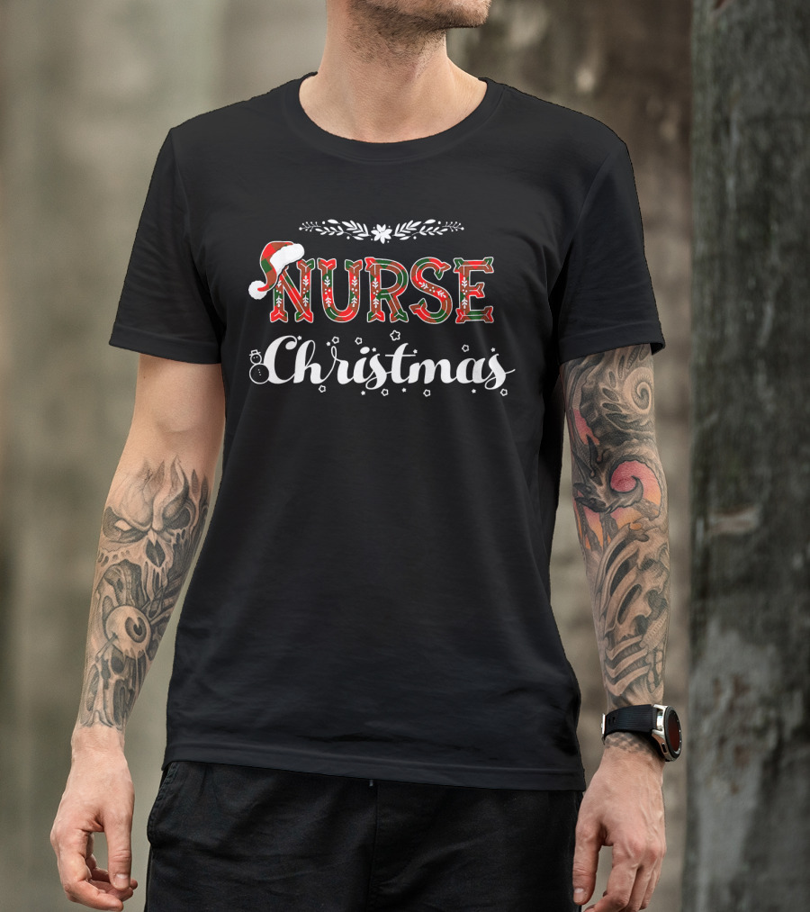 Nurse Christmas Santa Hat Holiday Decor T-Shirt
