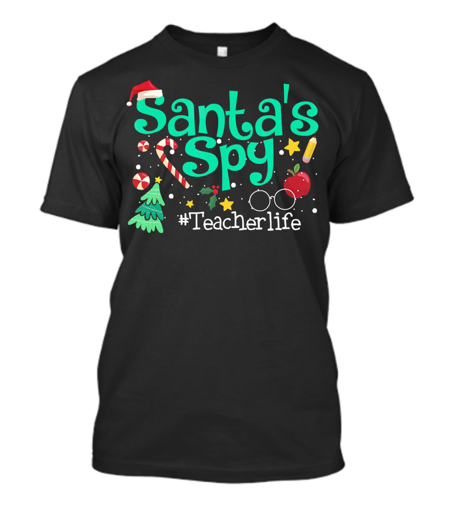 Santa's Spy #Teacherlife Christmas Icons T-Shirt