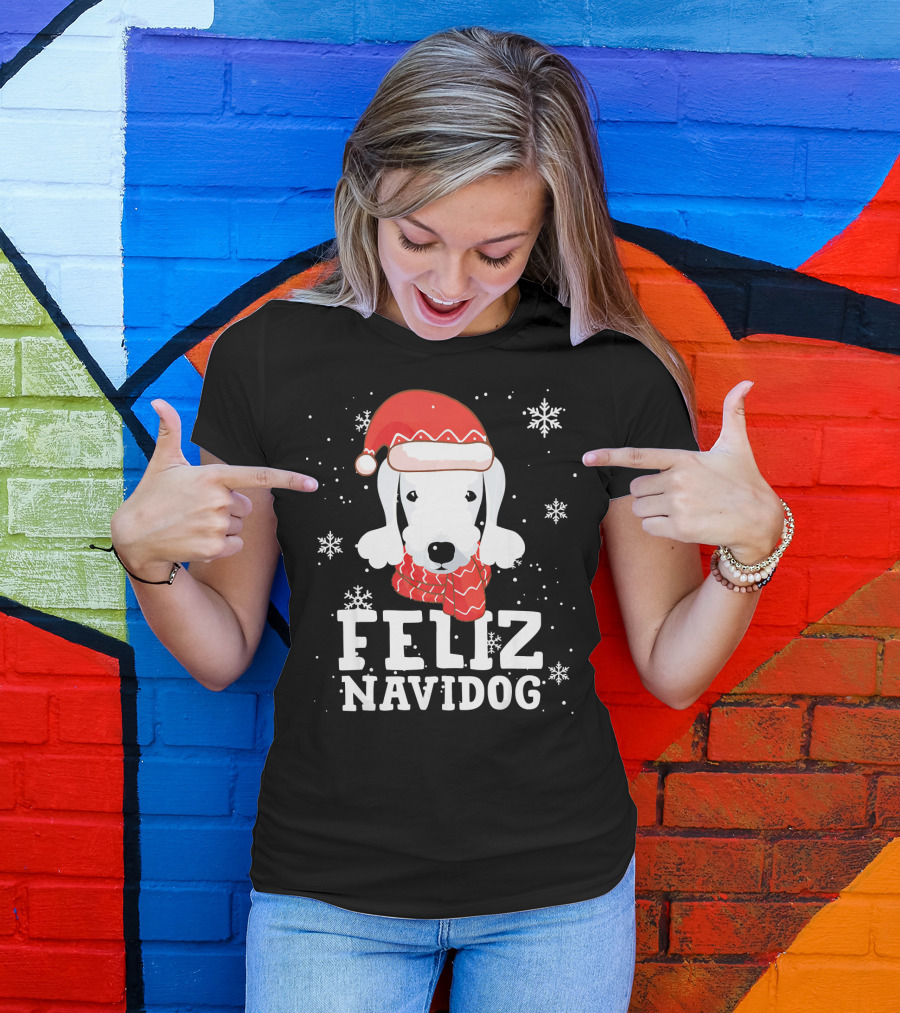 Feliz Navidog Bedlington Terrier Christmas Holiday Fun T-Shirt