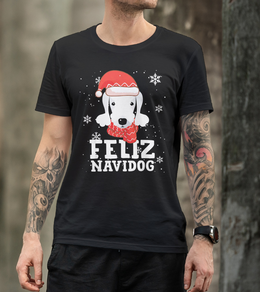 Feliz Navidog Bedlington Terrier Christmas Holiday Fun T-Shirt