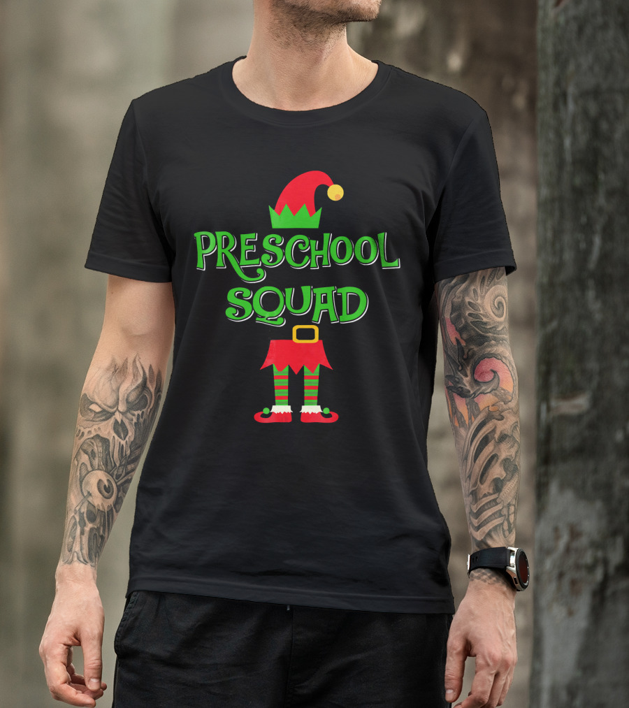 Preschool Squad Christmas Elf Teacher T-Shirt