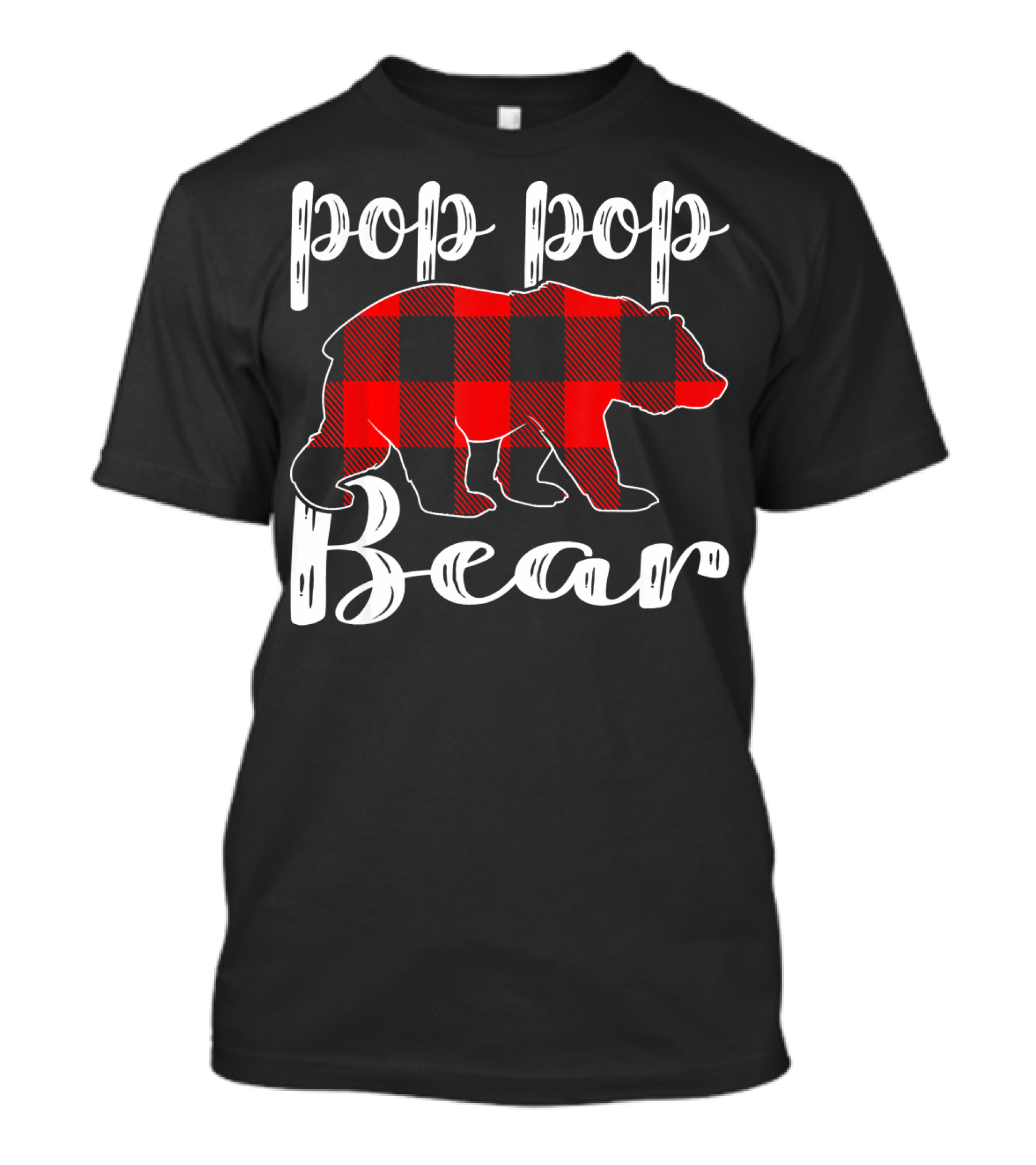 Pop Pop Bear Plaid Christmas Matching Holiday T-Shirt