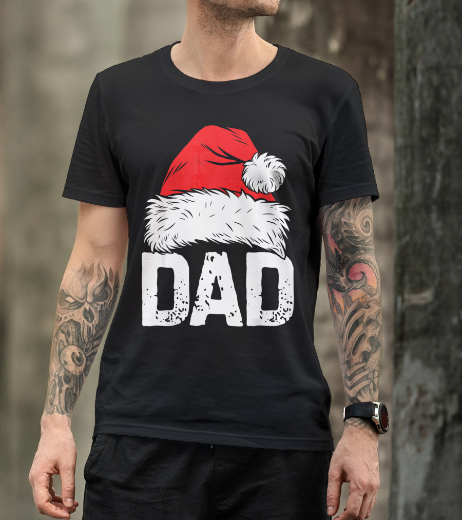 Dad Santa Hat Christmas Family Match T-Shirt