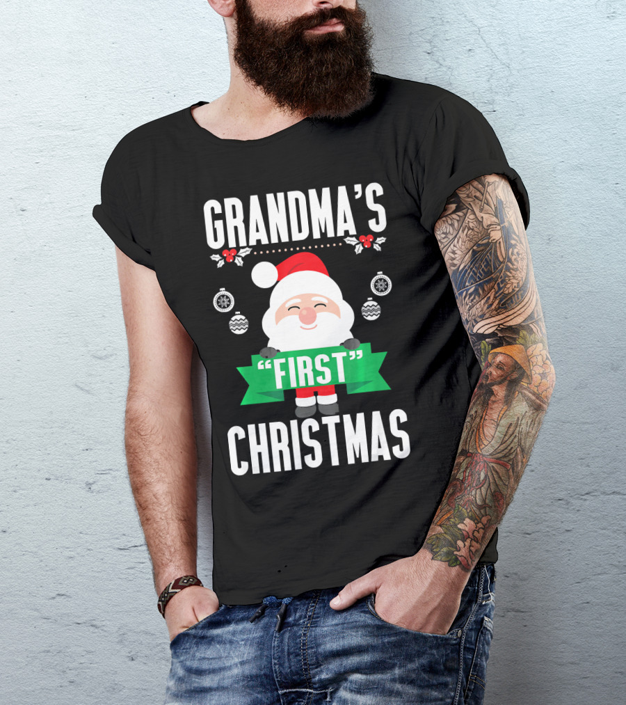 Grandma's First Christmas Santa Holiday Humor T-Shirt