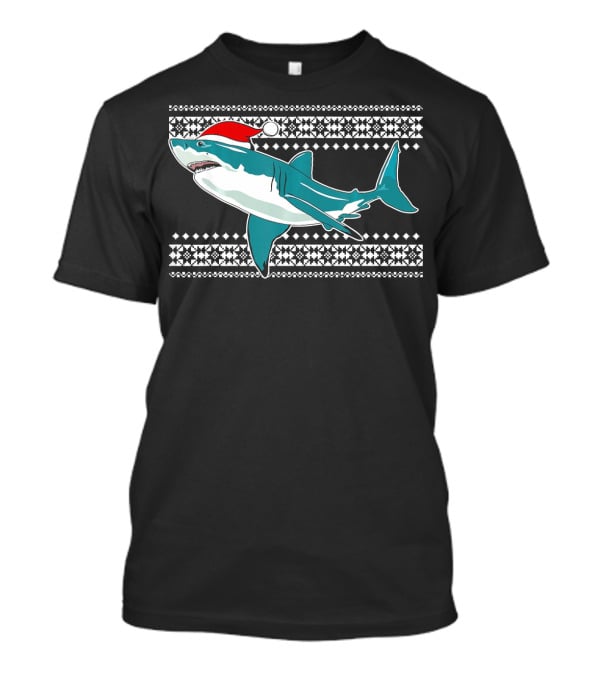 Christmas Shark With Santa Hat Ugly T-Shirt