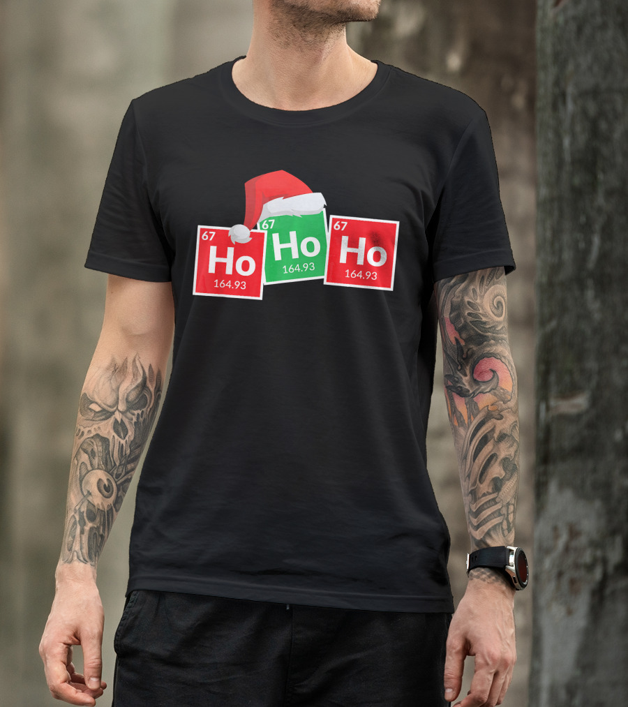 Christmas Ho Ho Ho Santa Periodic Table Elements Fun T-Shirt