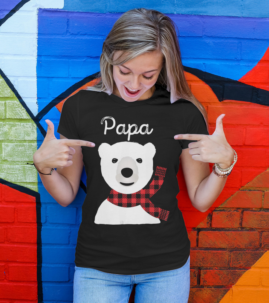 Papa Bear Buffalo Check Christmas Family Matching T-Shirt