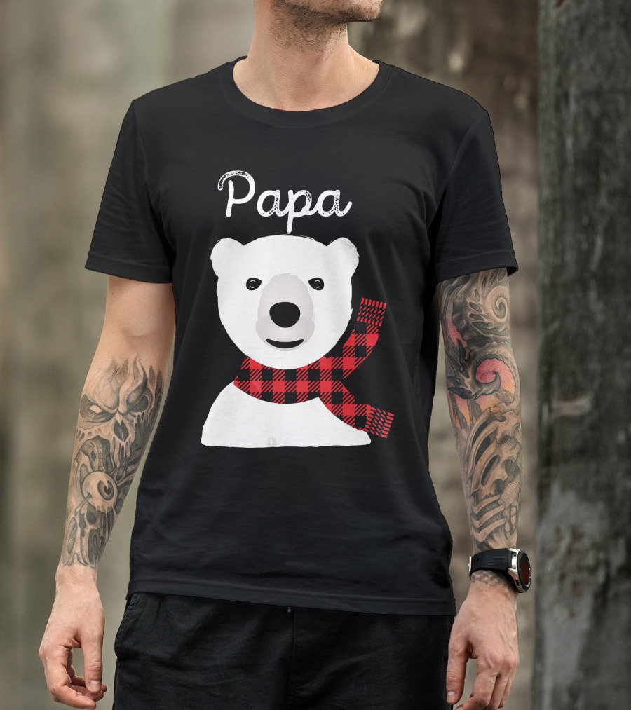Papa Bear Buffalo Check Christmas Family Matching T-Shirt