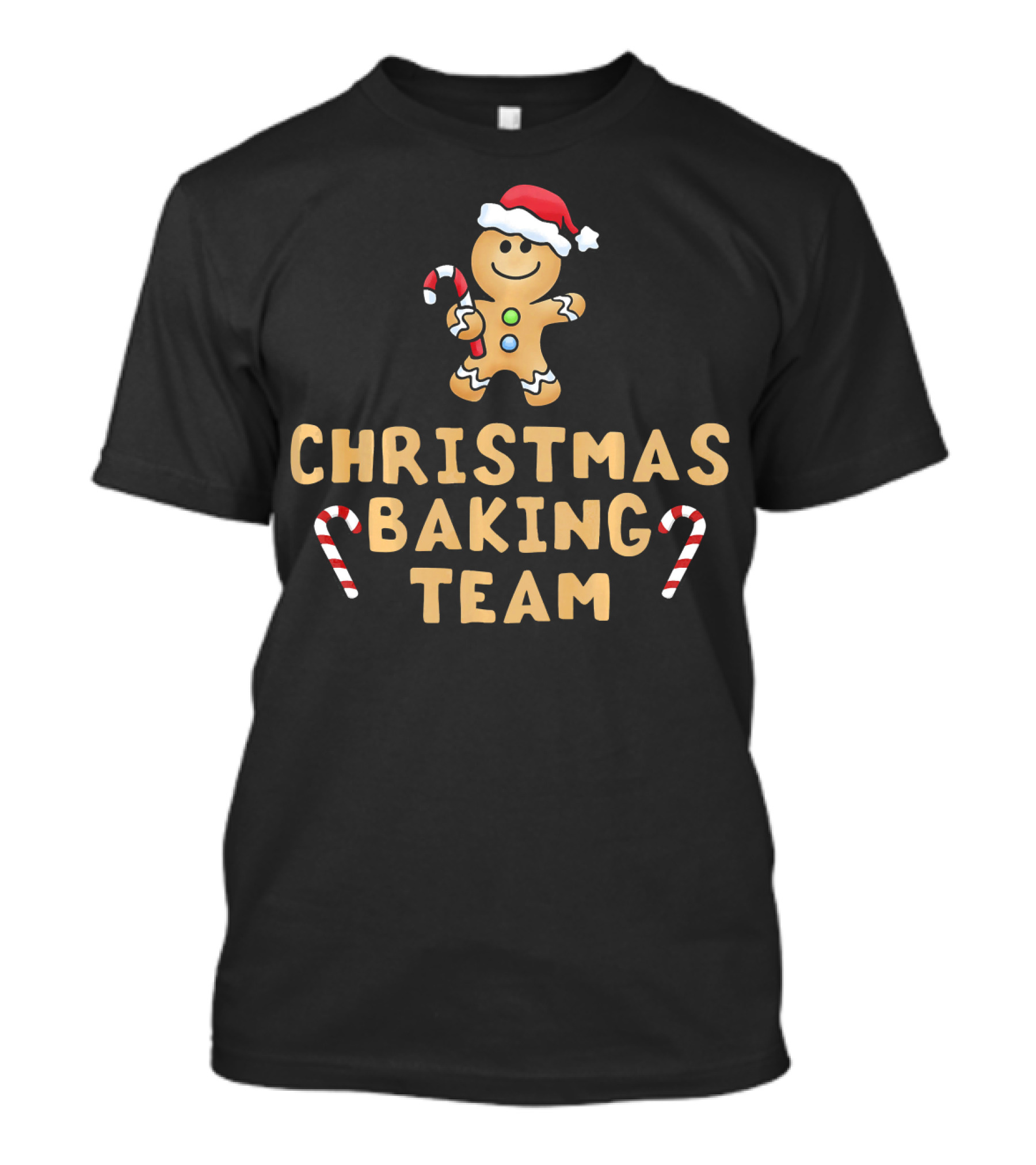 Christmas Baking Team Gingerbread Man Candy Canes And Santa Hat T-Shirt