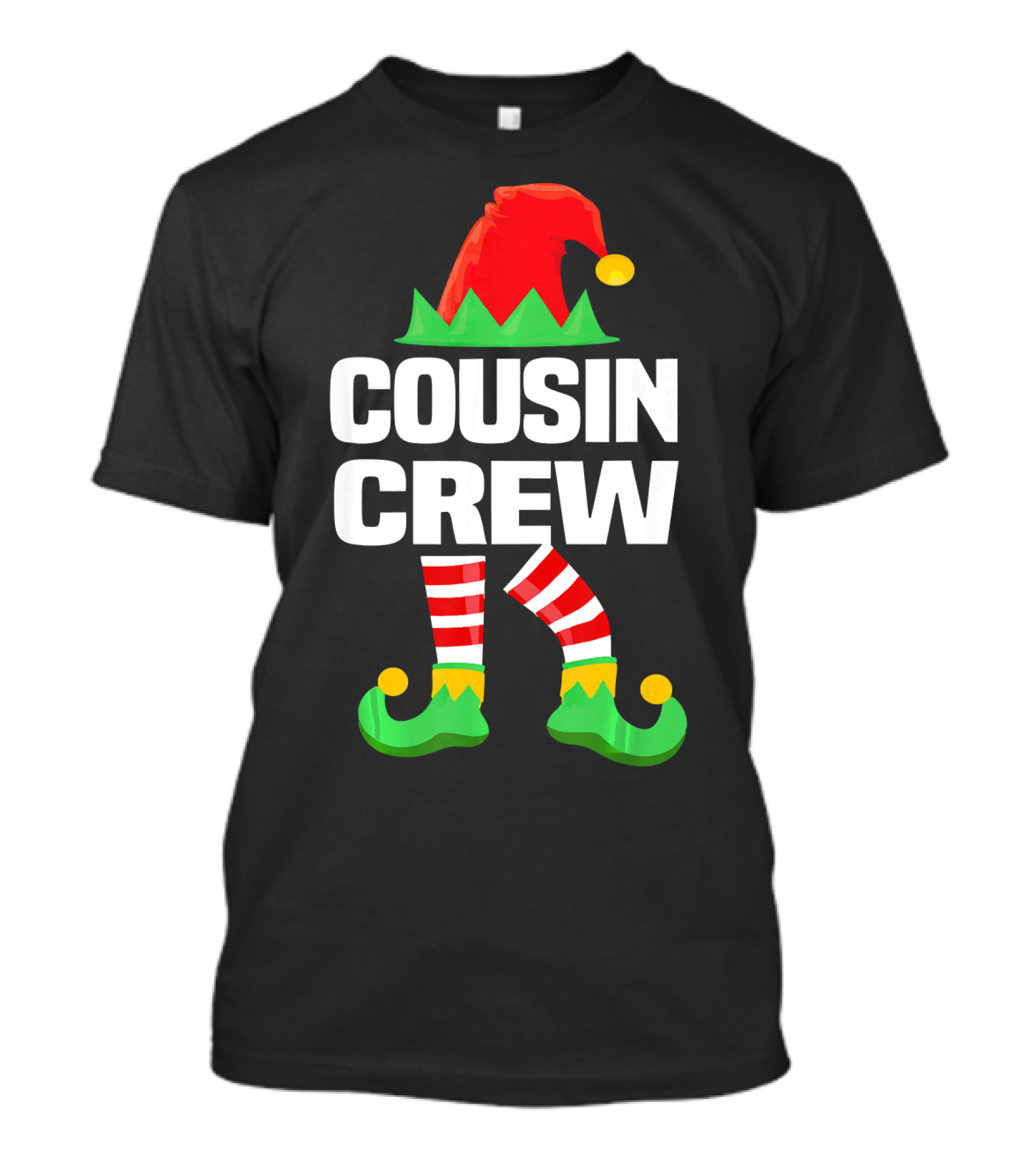 Cousin Crew Elf Hat Striped Legs Christmas T-Shirt
