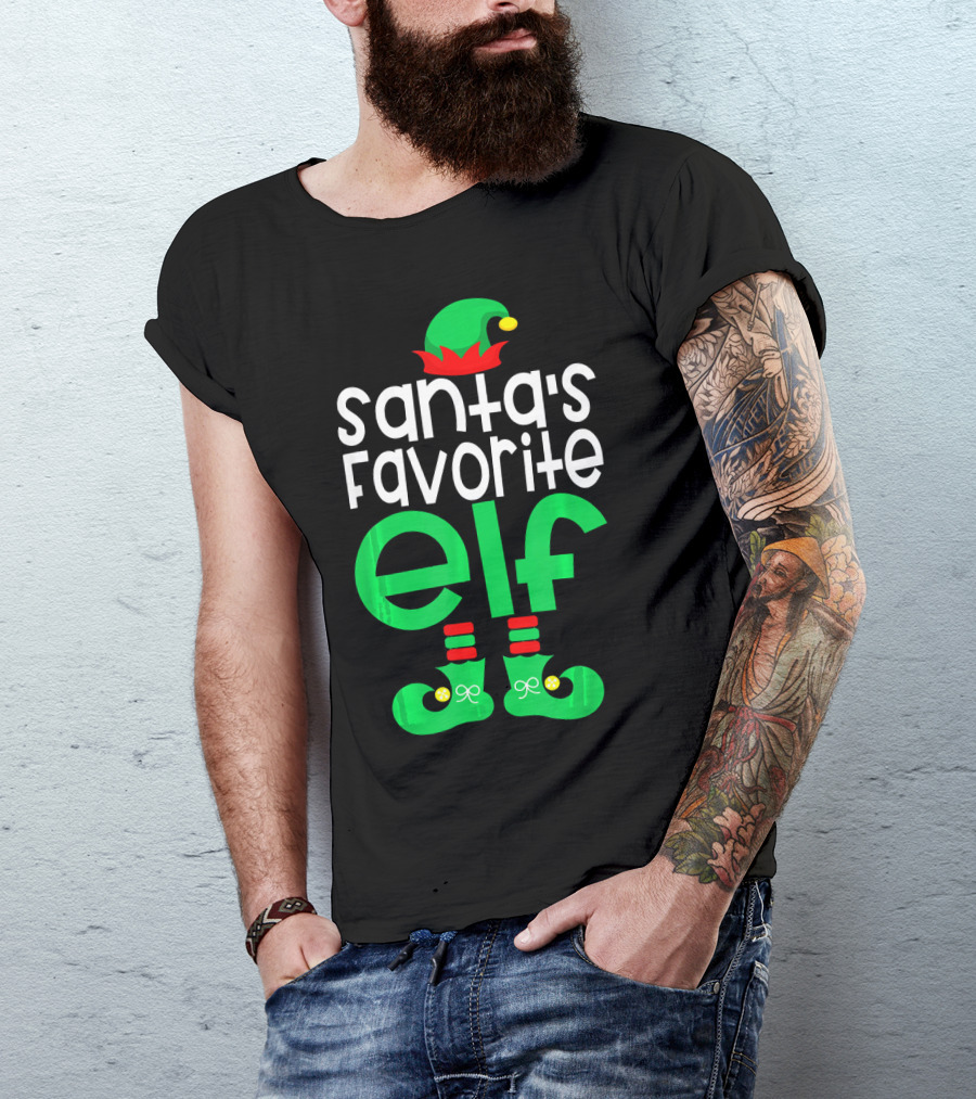 Santa's Favorite Elf Festive Outfit With Hat And Shoes T-Shirt