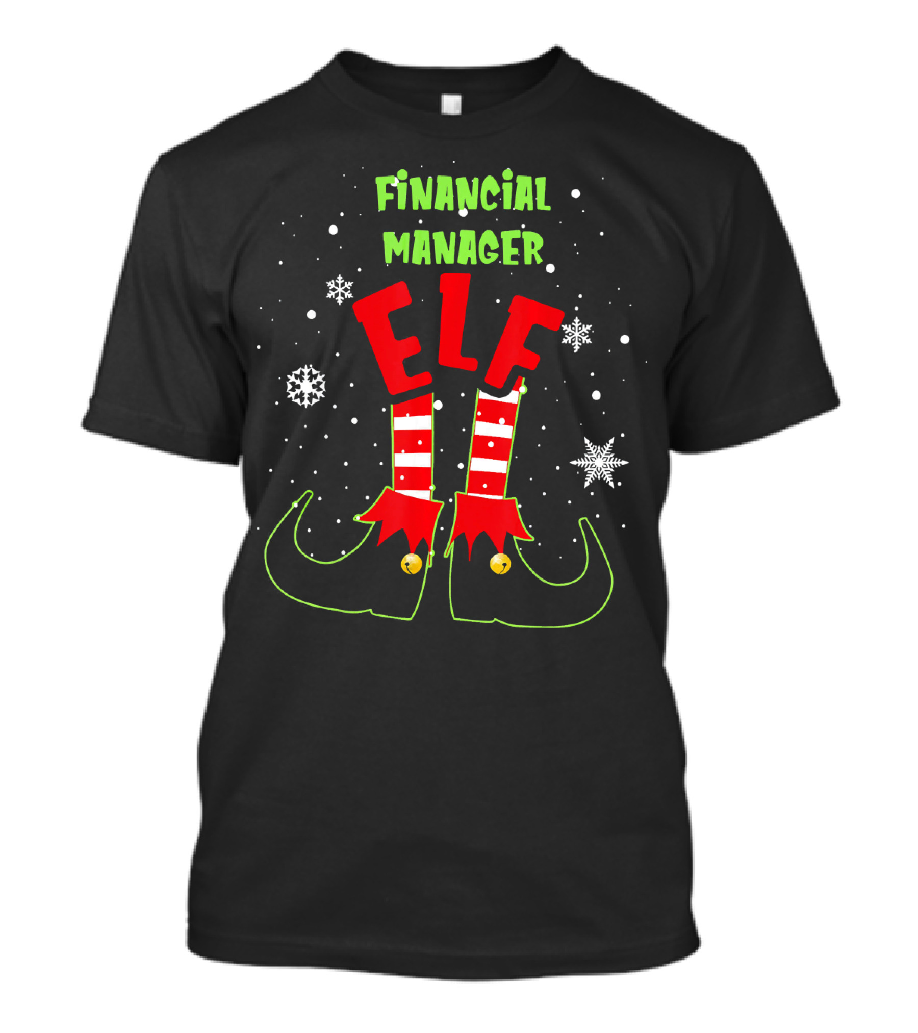 Financial Manager Elf Christmas Snowflake Striped Socks T-Shirt