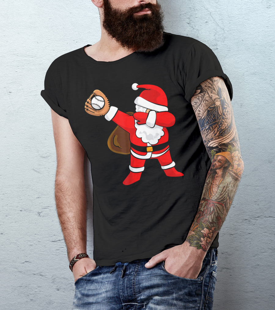 Santa Dabbing With Baseball Glove T-Shirt
