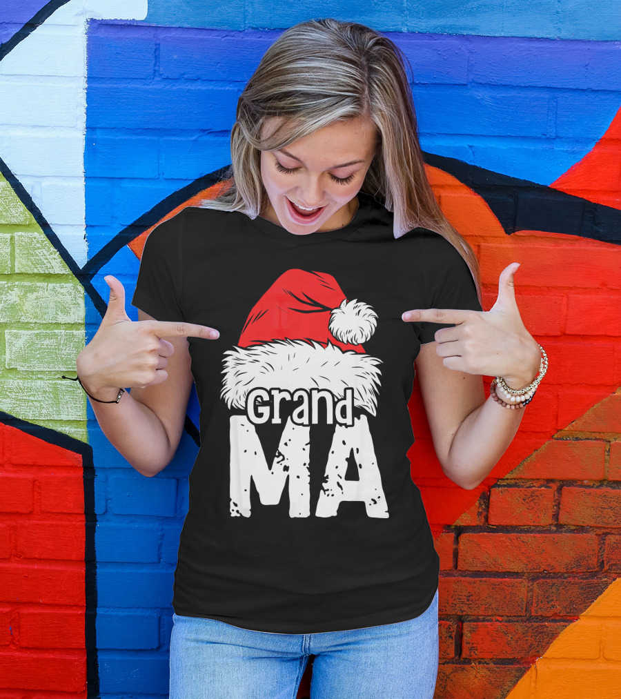 Grandma Santa Christmas Hat Family T-Shirt