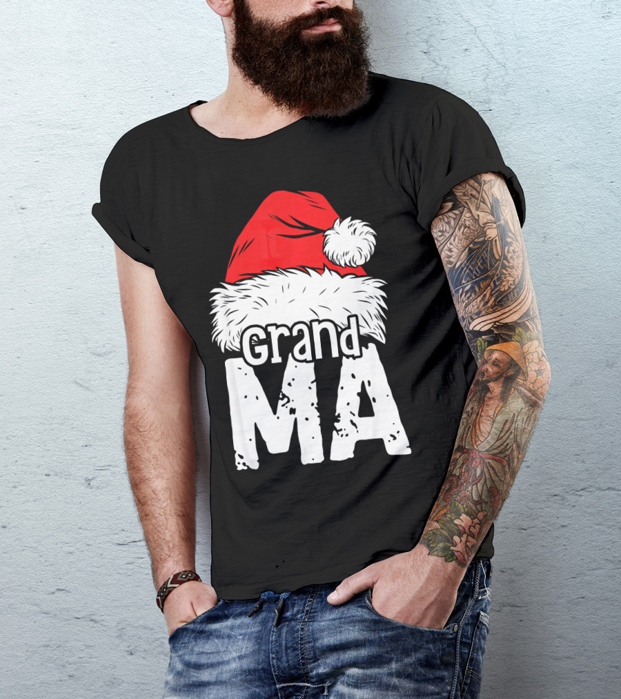 Grandma Santa Christmas Hat Family T-Shirt