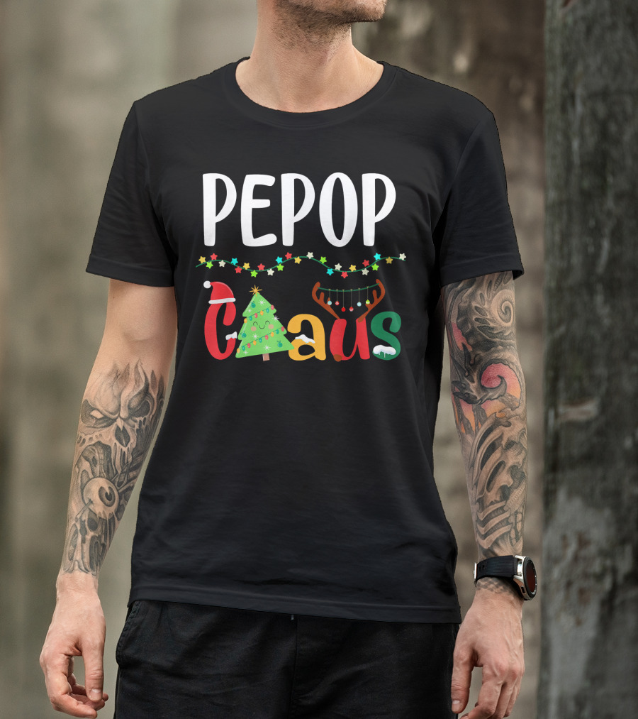 Mens PePop Claus Funny Xmas Santa Grandpa T-Shirt
