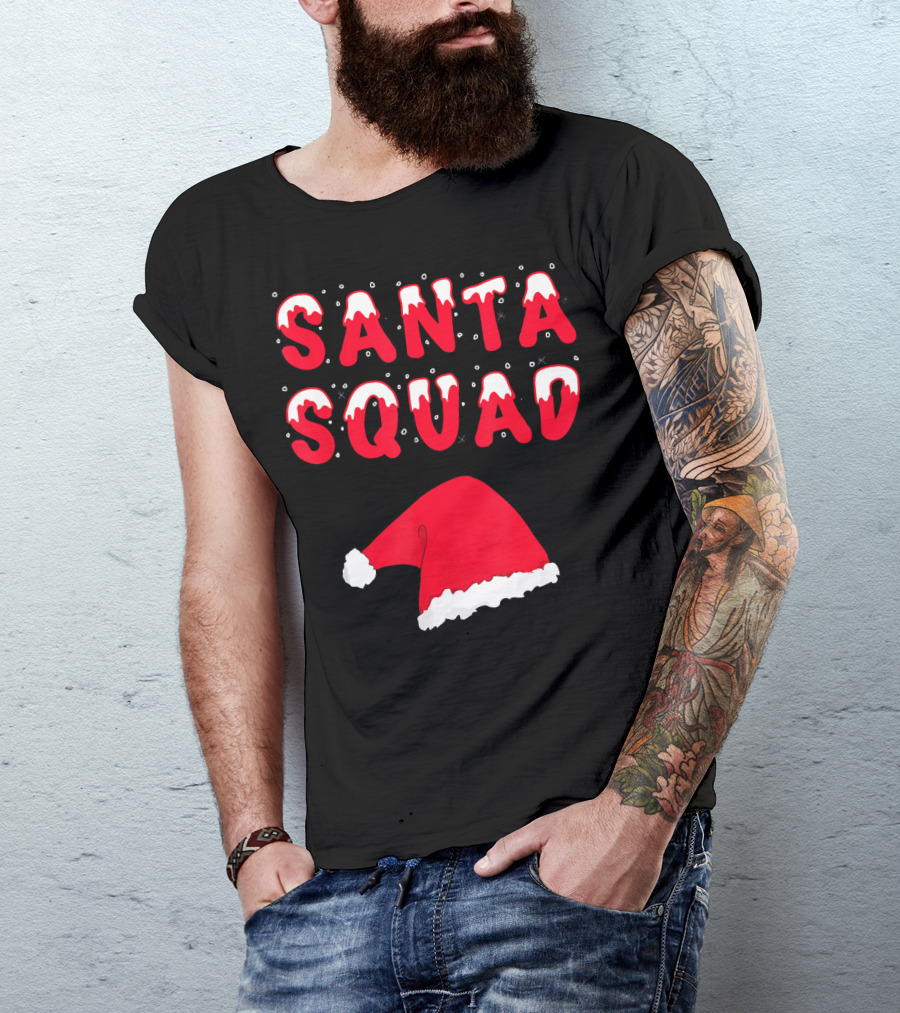 Funny Christmas Santa Squad Santa Hat T-Shirt