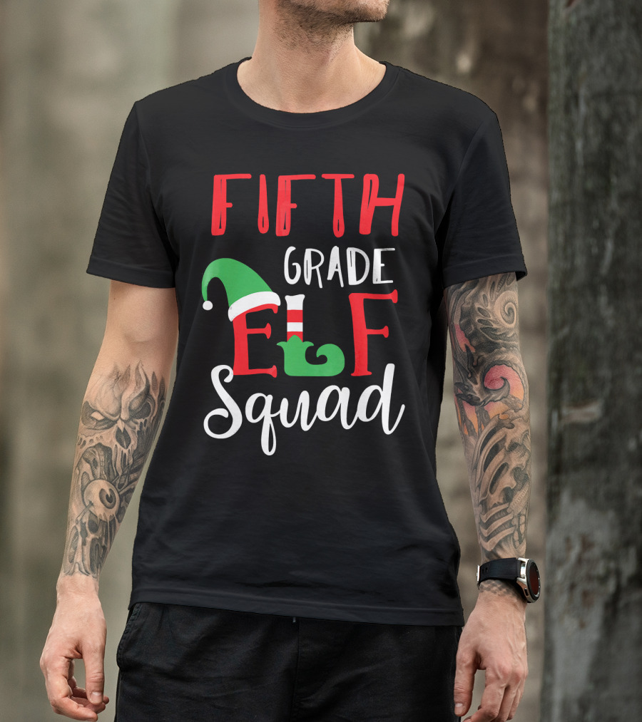 Fifth Grade Christmas Elf Squad Teacher T-Shirt