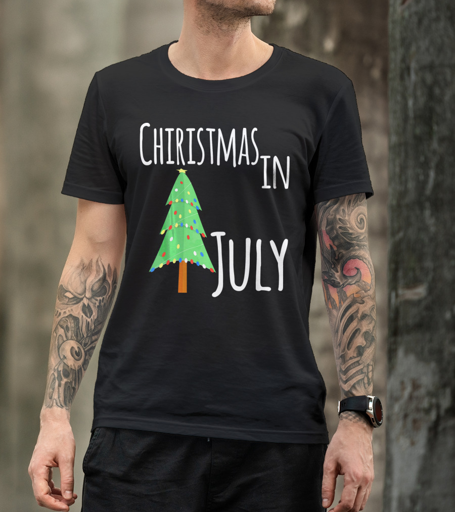 Christmas In July Tree Lights Festive Summer T-Shirt