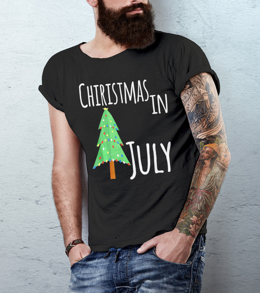 Christmas In July Tree Lights Festive Summer T-Shirt
