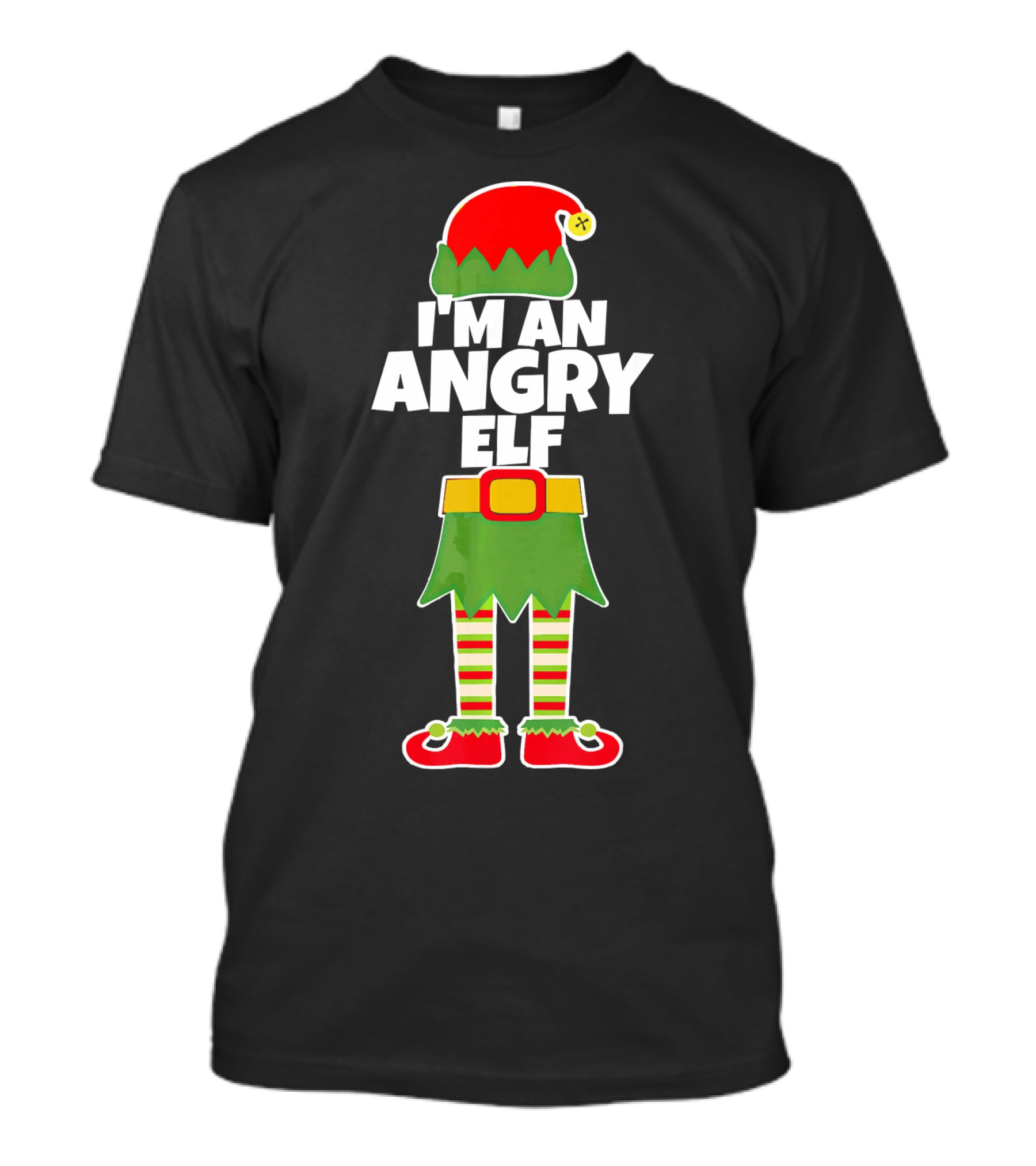I'M AN ANGRY ELF Funny Mad Santa Costume Christmas Holiday T-Shirt