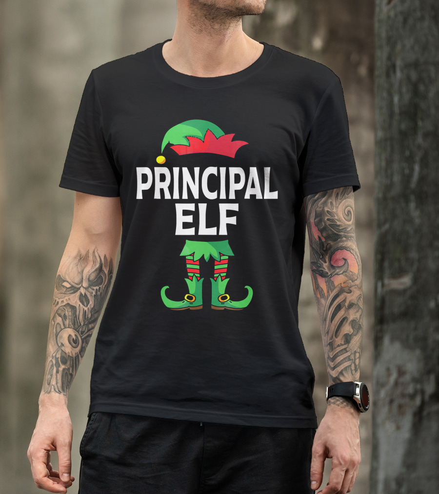 Principal Elf Green And Red Costume Matching Family Group T-Shirt